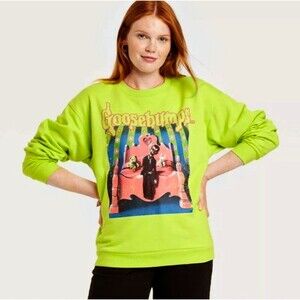Goosebumps Slappy Dummy Sweatshirt Womens XS Neon Graphic Horror Crew Goth